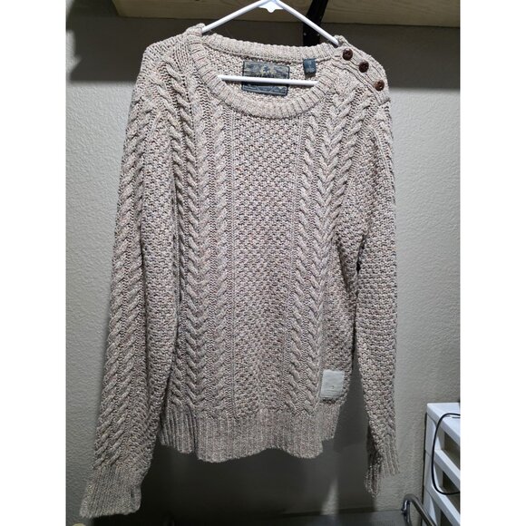 Scotch & Soda Tan Chunky Cableknit Fisherman Sweater Men's Large Pullover - Picture 1 of 7